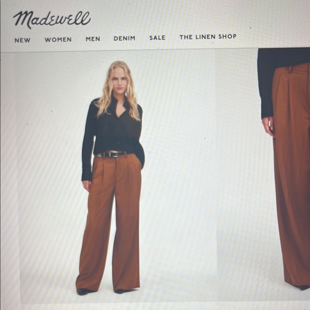 Madewell Women's Harlow Brown Wide-Leg Pants